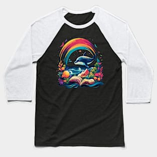 Whale Reads Book Baseball T-Shirt